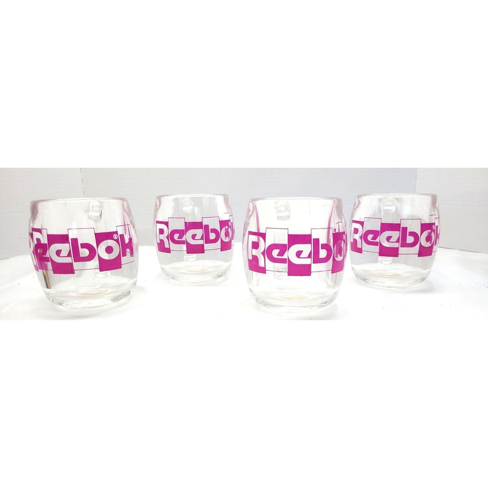 Set of 4 Reebok Clear Plastic Mugs Made‎ in USA